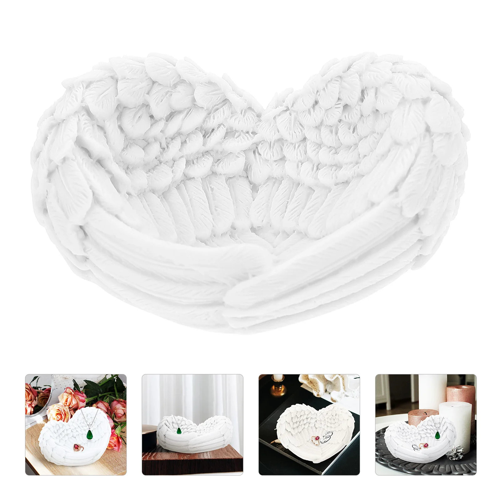 

Tray Jewelry Dish Holder Plate Ring Display Trinket Storage Angel Resin Decorativewing Crystal Vanity Stand Key Necklace Dresser