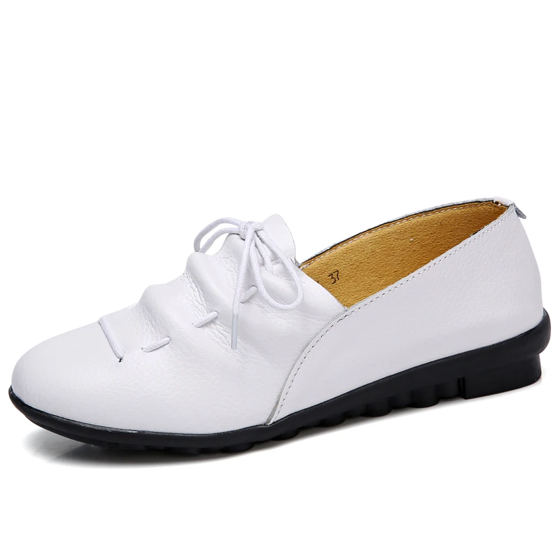 

New Fashion White Women's Flat Shoes Comfortable PU Wearable Comfortable Women's Casual Shoes Non-slip Work Women's Shoes Soft