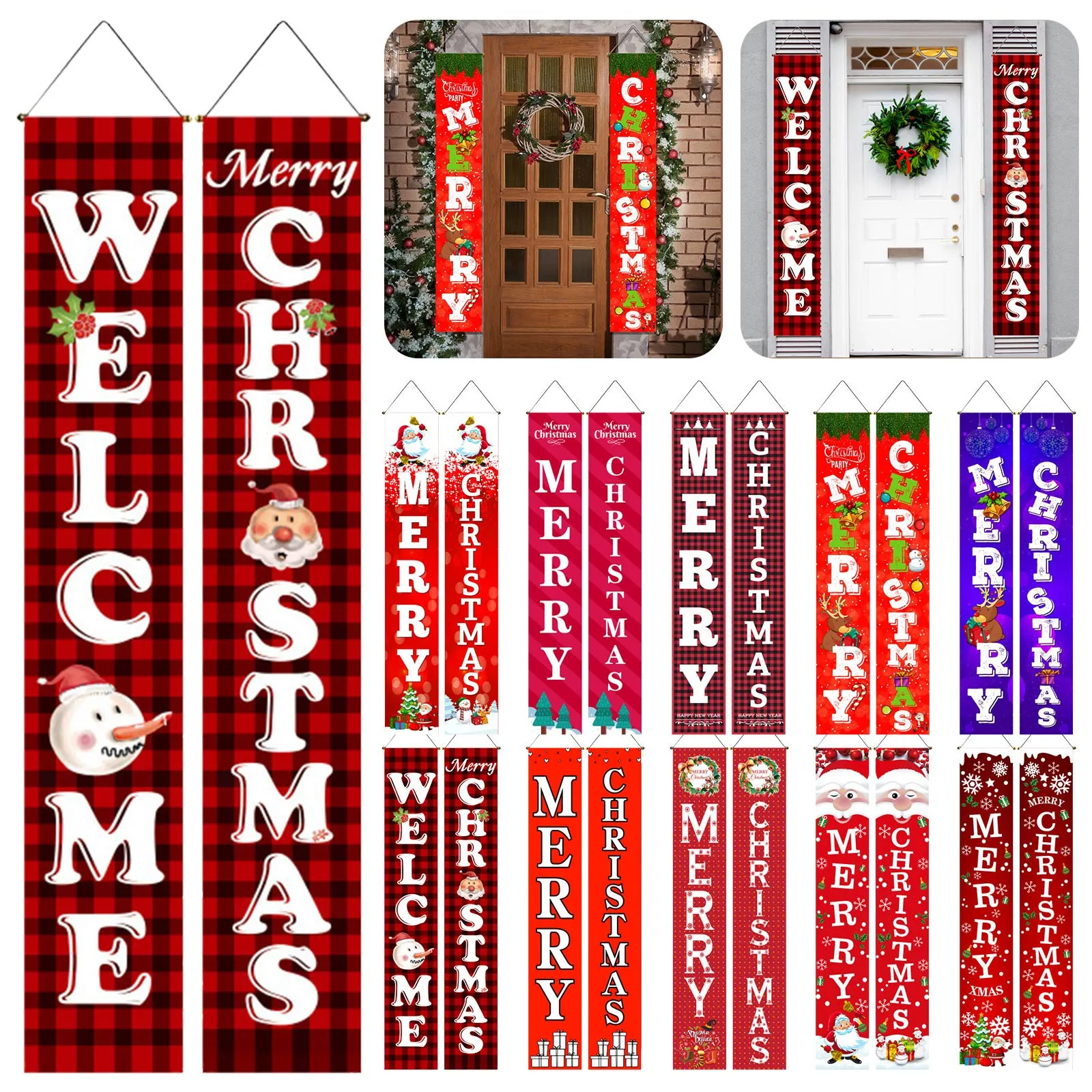 

Christmas Couplet Decoration Door Curtain Merry Christmas Banner Hanging Flag Banner Hanging Christmas Decorations