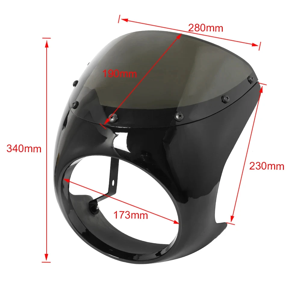 

Универсальный 7-дюймовый круглый обтекатель фар для кафе Racer Harley, обтекатель руля в стиле ретро, крышка лобового стекла мотоцикла