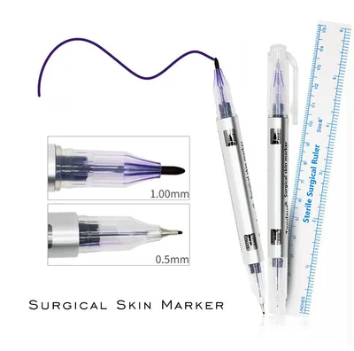 

Single/Double Head Surgical Skin Marker for Eyebrow Skin Marker Pen Tattoo Skin Marker Soft Measure Measuring Ruler Set Tool