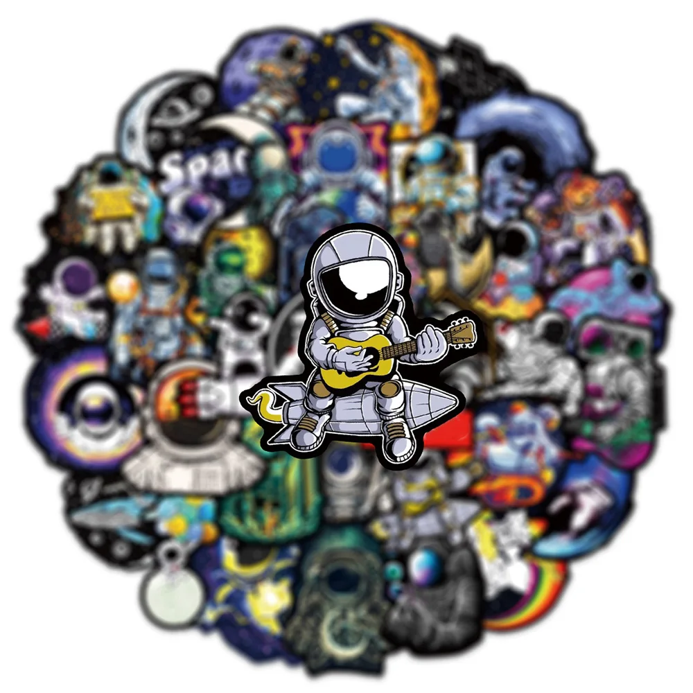 

50PCS Astronaut Outer Space Cartoon Graffiti Stickers DIY Travel Luggage Guitar Fridge Laptop Cool Decal Sticker Kid Toys
