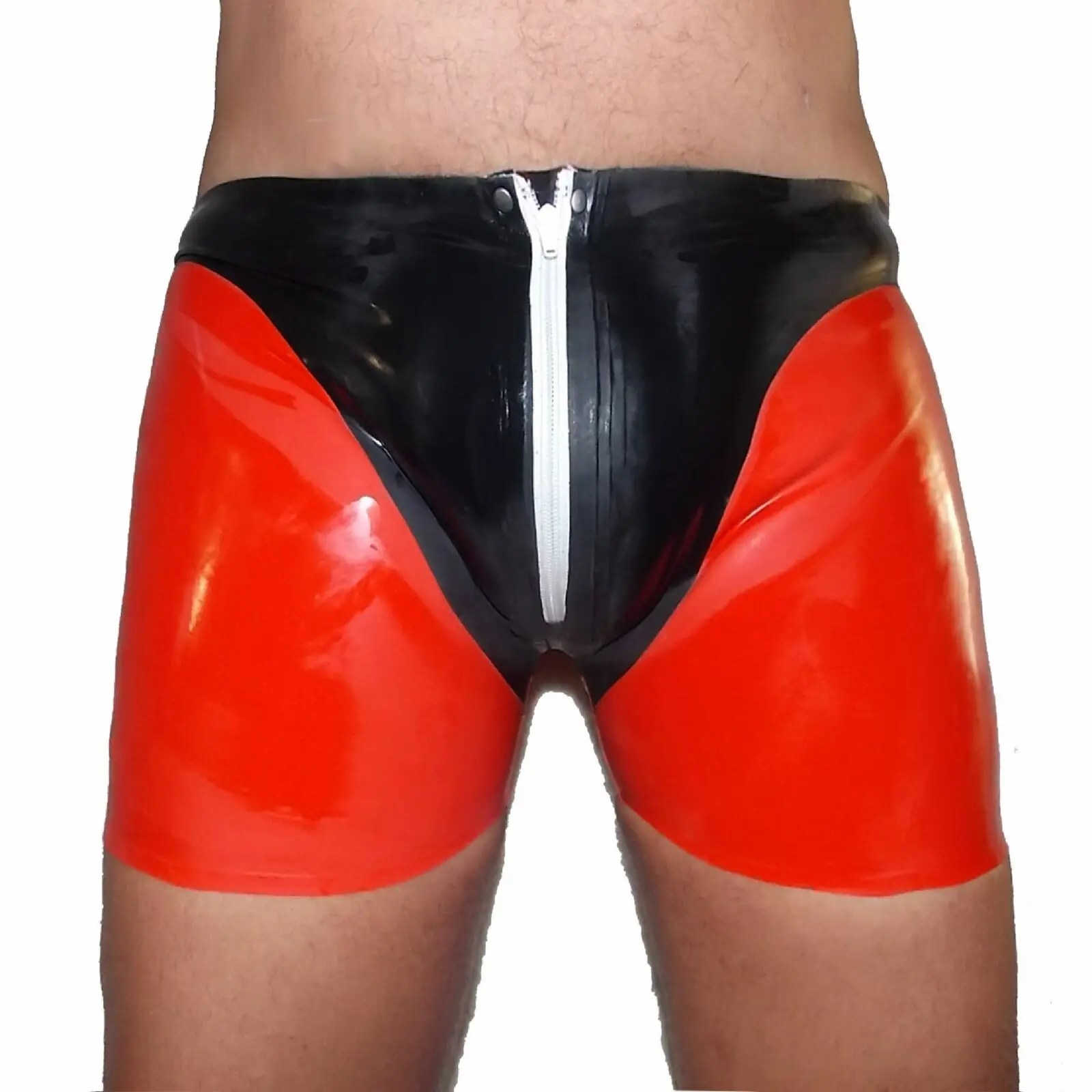 

Sexy Latex Underwear Boxer Shorts Briefs Handmade Zipper Men Short Pants Open Anal kakegurui cosplay costume