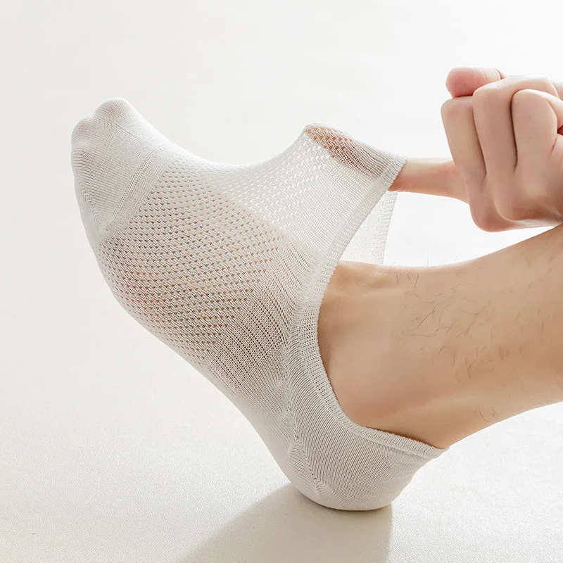 Men's Socks Summer Thin Mesh Shallow Mouth Cotton Ankle Socks Simplicity Solid Color Breathable Low Barrel Leisure Stockings Man