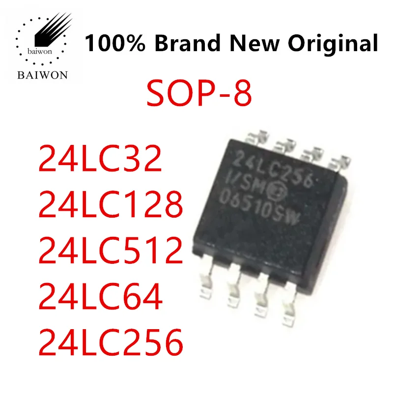 100% оригинальная микросхема 24LC 24LC512T-I/SN 24LC32A LC32 64 128 256 BT I BI B E AI AT чип памяти