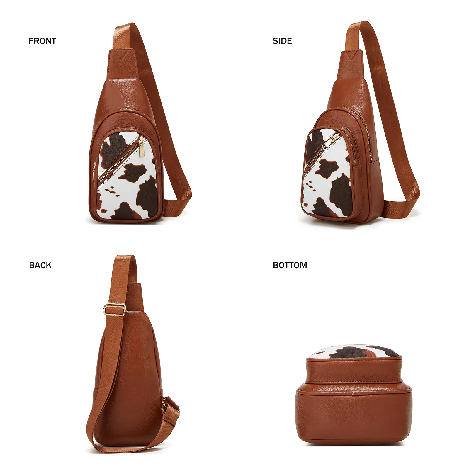 Женская нагрудная сумка через плечо классическая многослойная вместительная