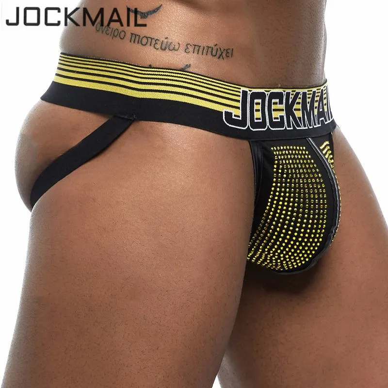 

JOCKMAIL Shiny diamond stage wear crotch G-strings Men Underwear Sexy Gay Penis tanga Short Male Underwear Slip Thongs Jockstrap