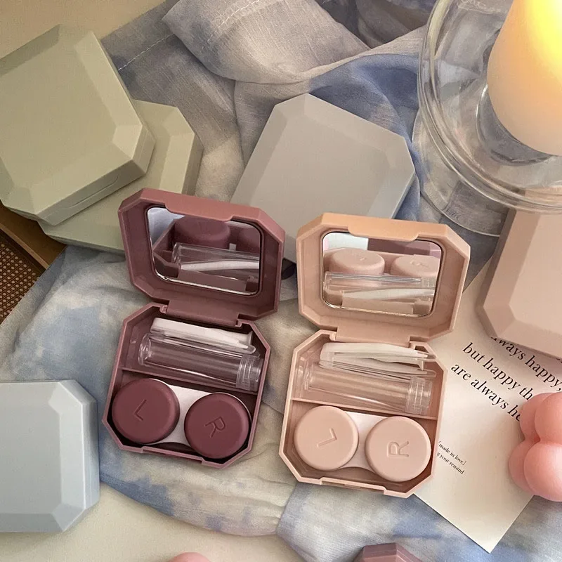 Женский Цветной Квадратный Контейнер для контактных линз с зеркалом удобный