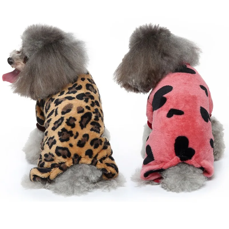

Мягкая теплая Женская одежда для собак, пижама, флисовая леопардовая Одежда для собак, пальто, куртка, чихуахуа, йоркширский терьер