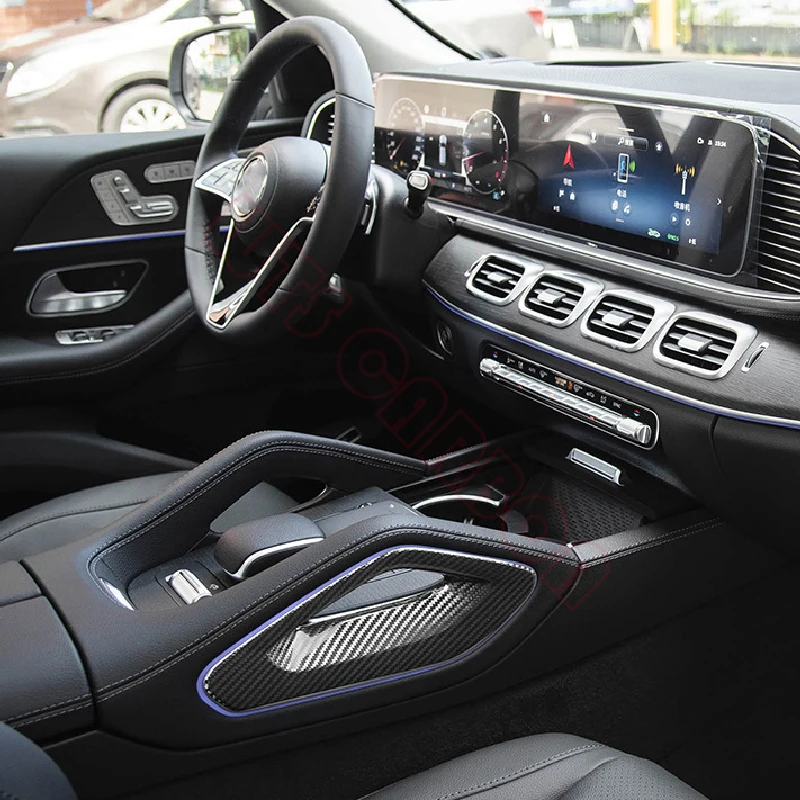 Фото Для Mercedes W167 GLE X167 GLS C292 GLE 2019-2025: Накладка на центральную консоль и боковую часть подлокотника из настоящего сухого карбона №5