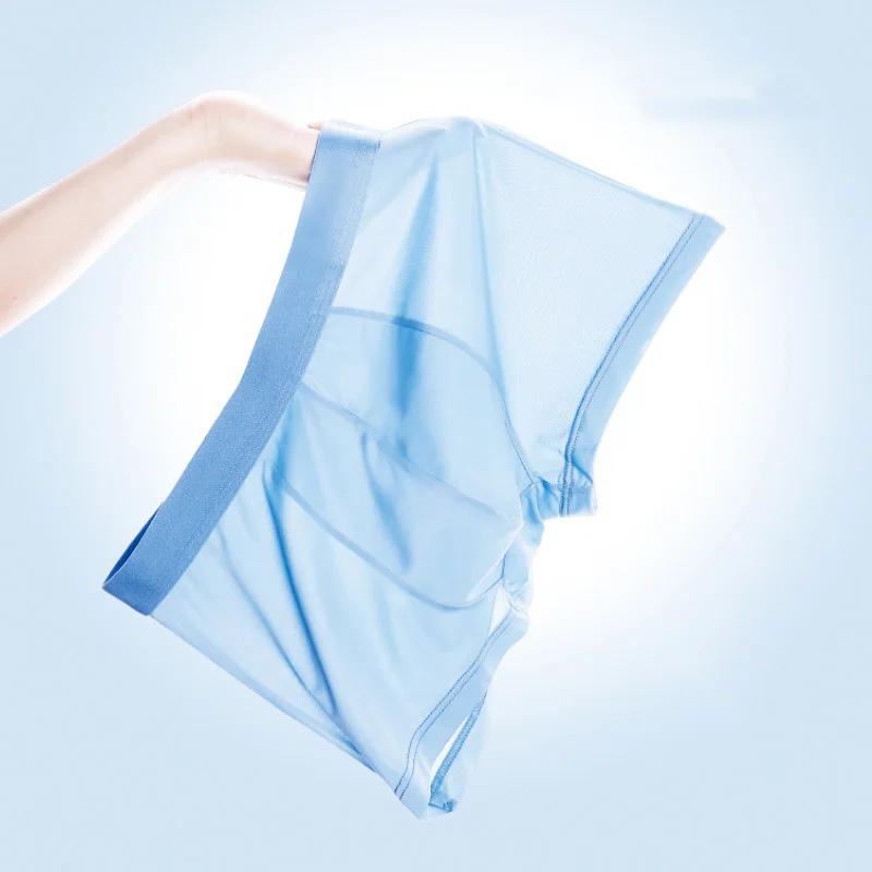 

Ultra Thin Summer Ice Silk Antibacterial Mid Waist Solid Men's Breathable Underwear Boxers Shorts