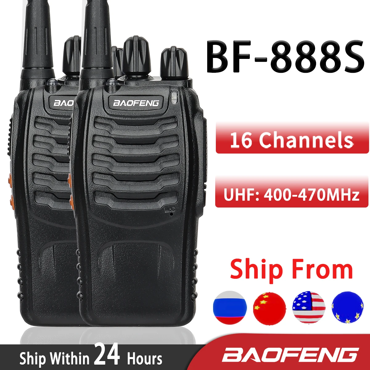 

1/2 Baofeng BF-888S Walkie Talkie UHF BF888S Handheld Radio 888S Comunicador Transmitter Transceiver+ 2pcs headset BF-R5 BF-C9