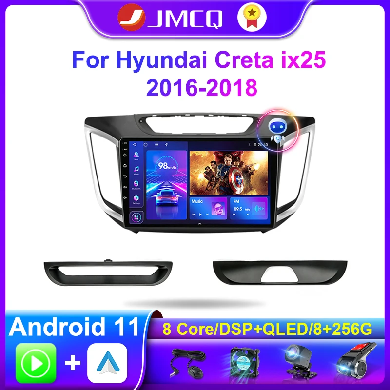 JMCQ Carplay Android 11 Car Stereo Radio Multimidia Video Player  For Hyundai Creta ix25 2016-2018 2din Navigation GPS Head Unit