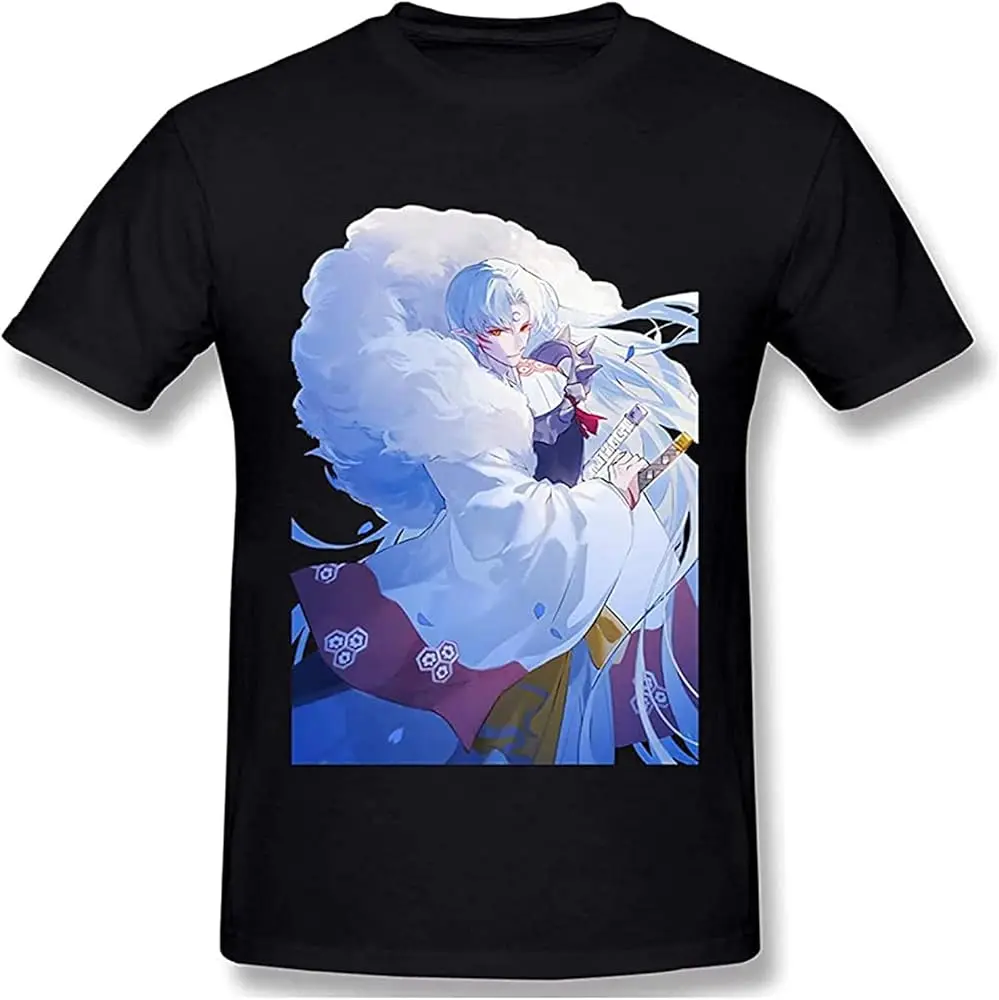 Креативная Мужская футболка Sesshomaru черная унисекс с графическим рисунком