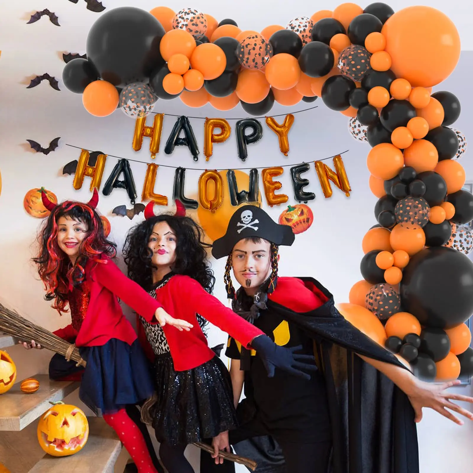 117 шт. комплект гирлянд из воздушных шаров на Хэллоуин оранжевые черные воздушные