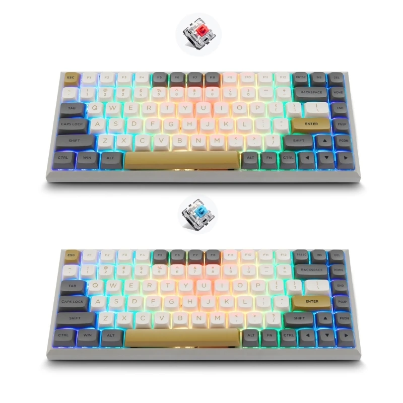SK84 RGB Gaming Keyboard 75% Triple Mode BT5.0/2.4G/Type-C Hot Swappable Mechanical Keyboard 84 Keys PBT Keycaps