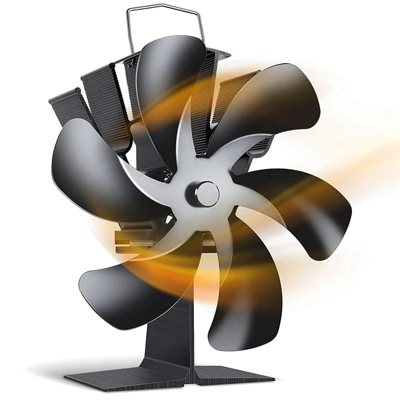 

Wood Stove Fan, 6 Blades Heat Powered Stove Fan with Thermometer, Stove Fans Non Electric for Log Burner/ Quiet Motor