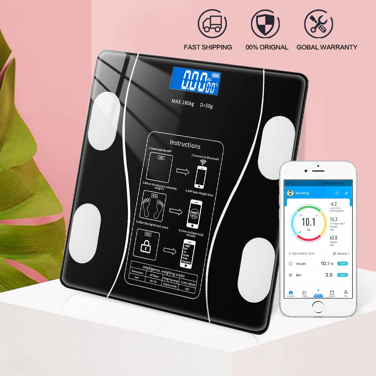 Электронные весы для ванной комнаты с Bluetooth BMI мониторинг здоровья цифровые