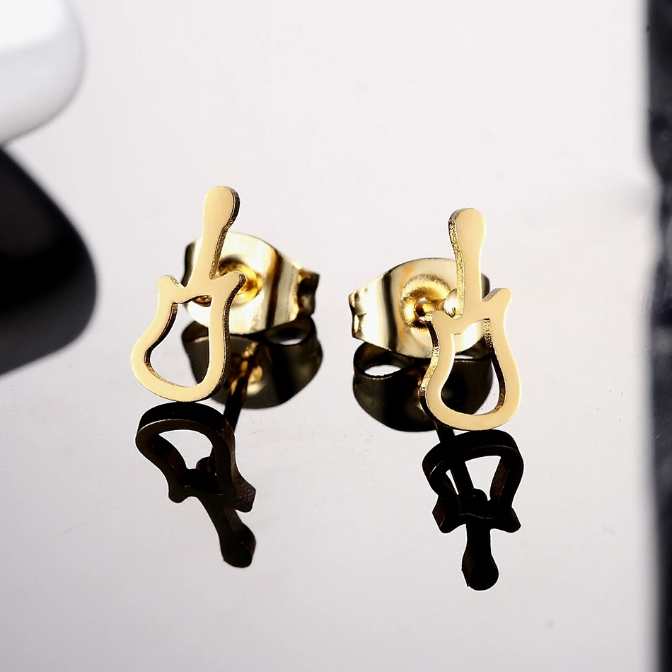 Серьги гитары золотого цвета в стиле хип-хоп для женщин модные ювелирные изделия