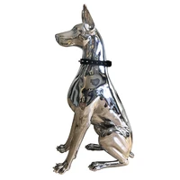 resin modern silver electroplated doberman pinscher large art dog statue luxury home decor
