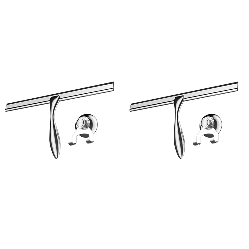 

2X Extra Wide 30.5 Cm Shower Squeegee Stainless Steel With Silicone Lip - Shower Squeegee With Suction Cup Holder CNIM Hot