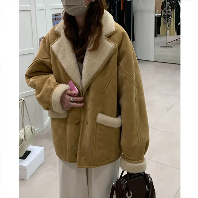 Lamb hair coat women's winter thickened coat women