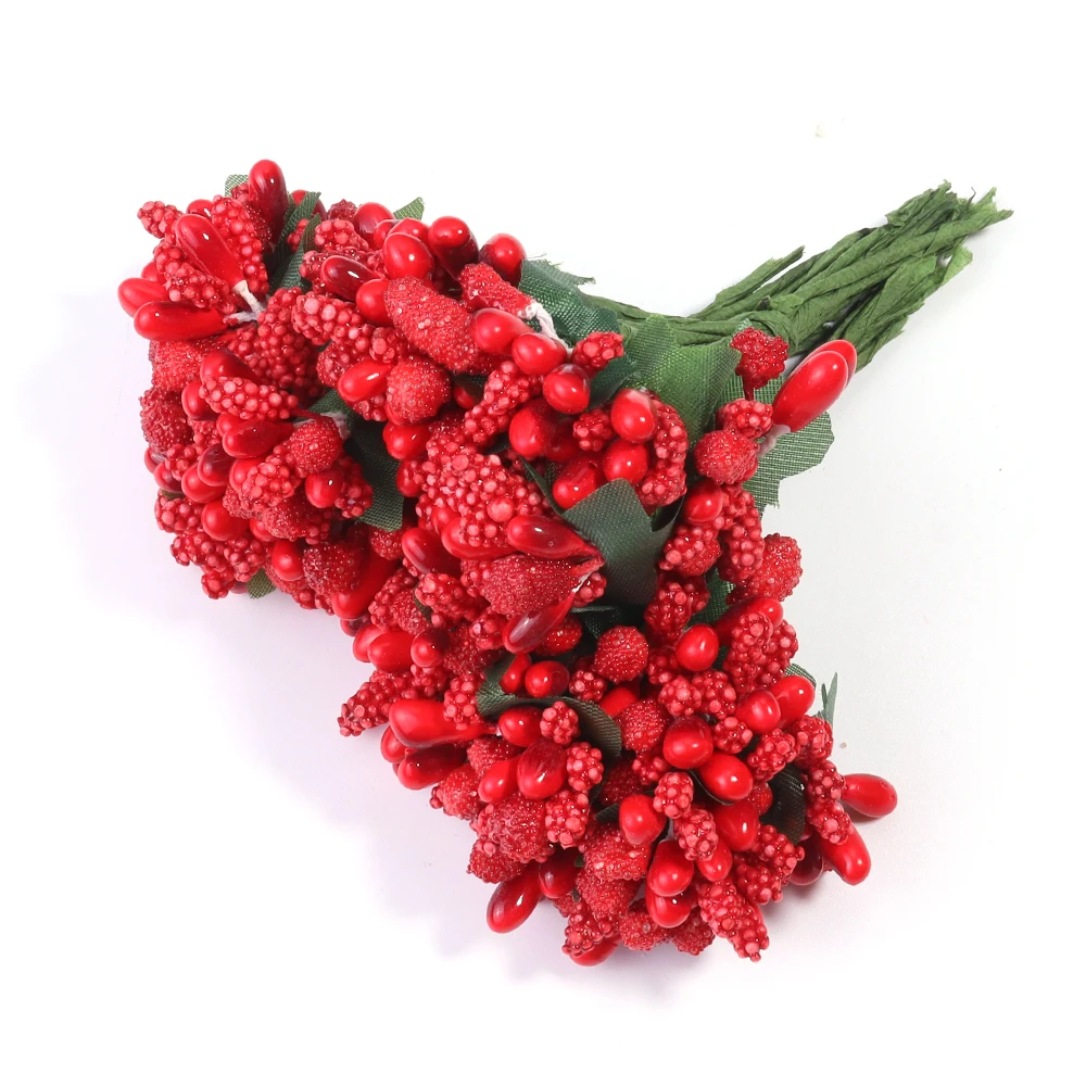 

Искусственные цветочные тычинки полиэстер цвет ягоды 36 шт.