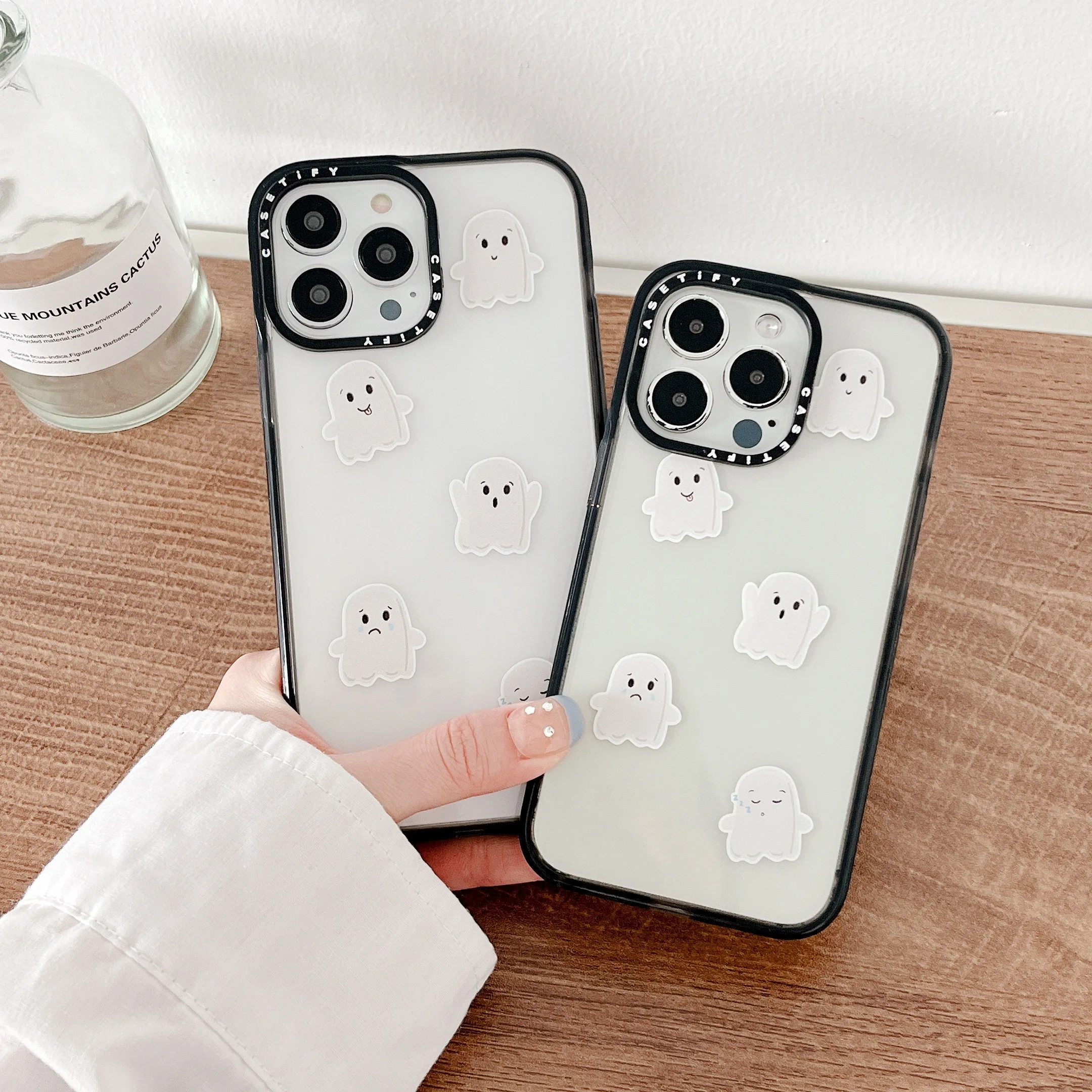 

Casetify Cute Little Ghost Phone Case for Iphone 11 12 13 14 Pro Max Plus SE 2020 Fashion Funny Expression Ghost Transparent