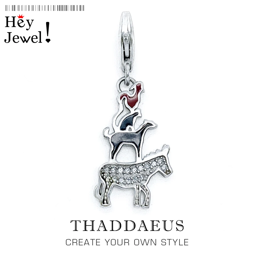 

Bremen Town Musicians Pendant Charm Fit Bracelet Women Men 2020 925 Sterling Silver Fashion Jewelry Donkey Dog cat cockerel Gift