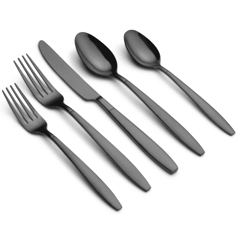

Black Sand & Mirror Stainless Steel 20-piece Flatware Set, Service for 4