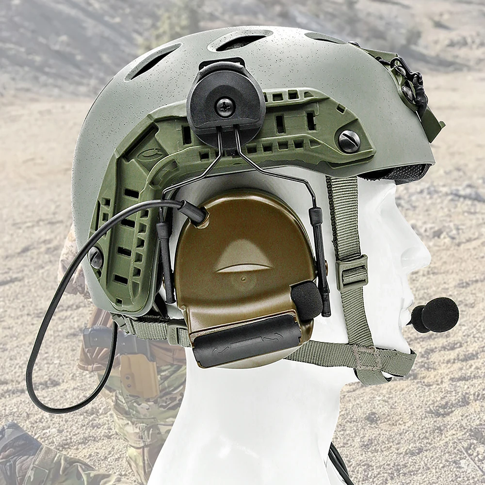 Hearangel Tactical Headset COMTAC II Compatible Helmet ARC Rail Adapter, Military Noise Cancelling Pickup Headphones&U94 PTT