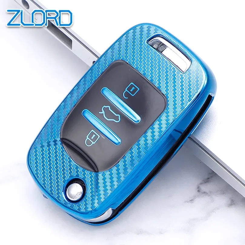 

Carbon Fiber TPU Car Flip Key Cover Case Bag for Baojun 730 510 560 310 630 310W Shell Holder Keychain Protector