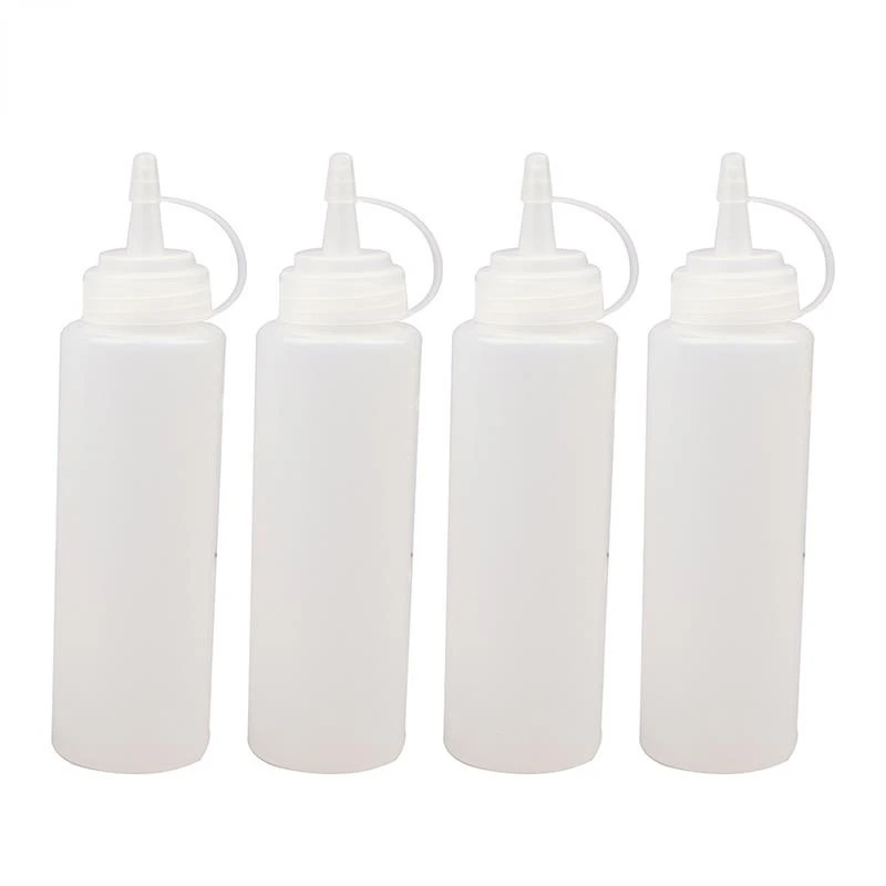 

4Pcs Squeeze Squirt Condiment Bottles Salad Sauce Dispenser Ketchup Cruet 240ml