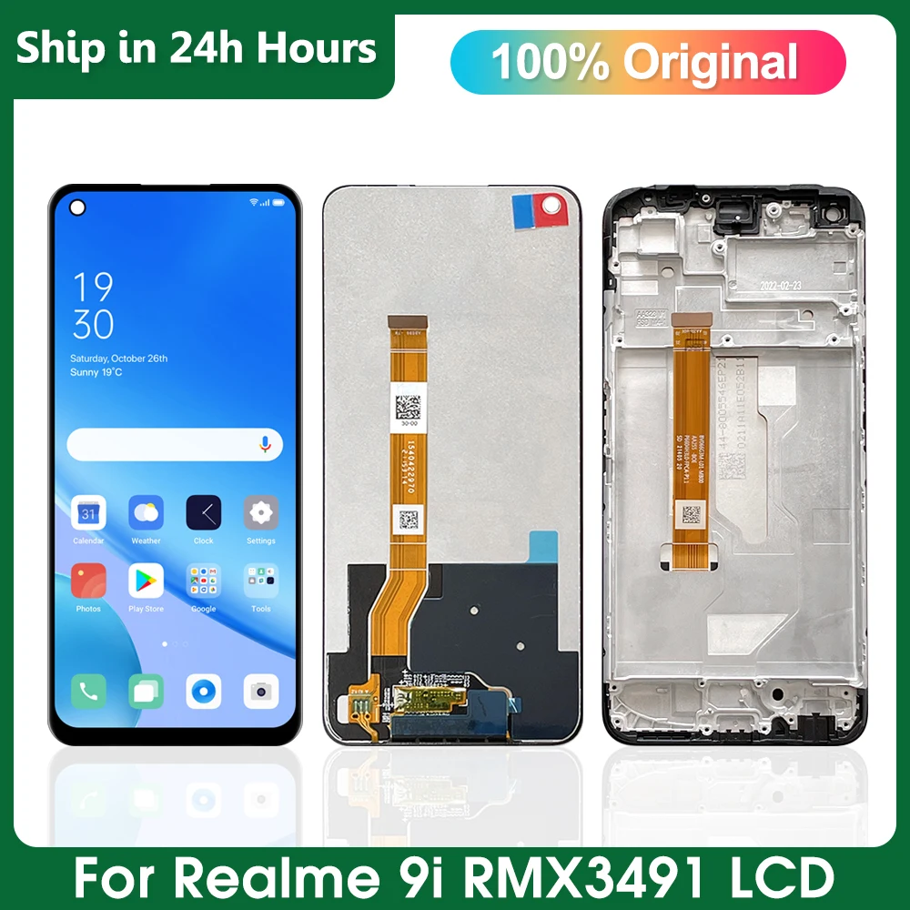 

6.6" Original lcd Display For Realme 9i RMX3491 LCD, with frame Touch Digitizer Assembly For OPPO Realme 9i Screen Replacement