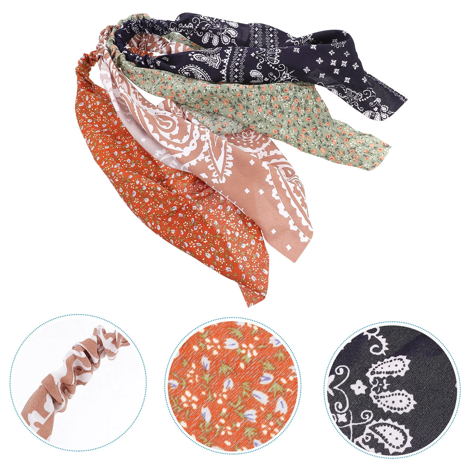 

4 Pcs Decorative Hair Scarves Hijab Girls Cloth Band Womens Elastic Head Wrap Ornaments European American