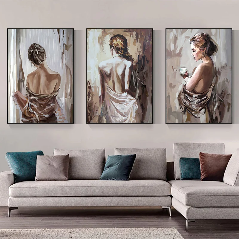

Abstract Figure Canvas Painting Girl Figure Body Back Posters and Prints Modern Wall Art Picture Living Room Home Decor No Frame