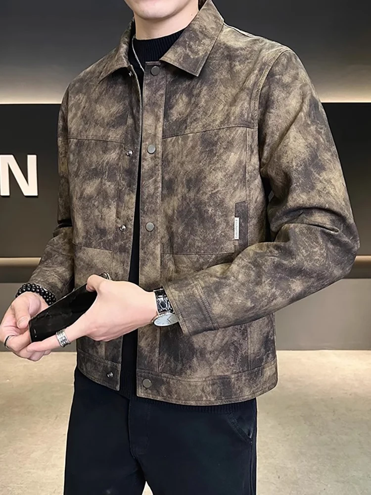 Кожаное пальто Верхняя одежда для мужчин 2024 новинка весны и осени модный бренд High