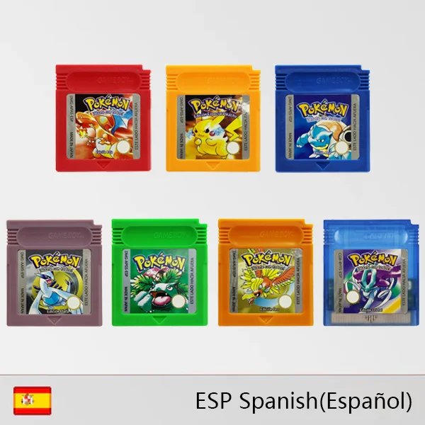 Cartuccia Di Gioco Serie Gbc Pokemon Scheda Console Per Videogiochi A 16 Bit Rosso Giallo Blu Verde Cristallo Argento Dorato Lingua Spagnola