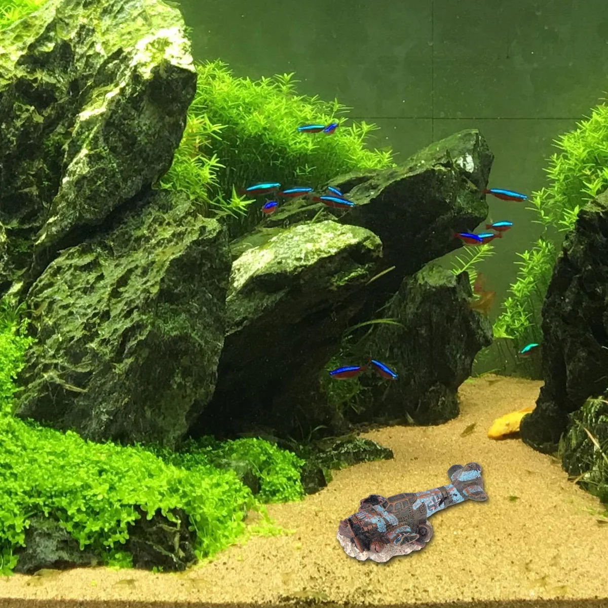 Миниатюрный полимерный самолёт для аквариума искусственный самолет украшение