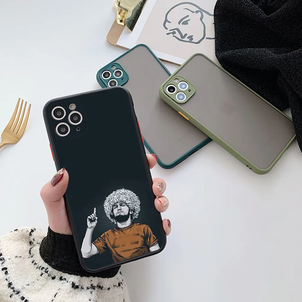 Полупрозрачный чехол для телефона Skin Feel iPhone 16 ProMax 15 14 13 12 11 7 8 Plus SE Mini XR KHabib Nurmagomedov