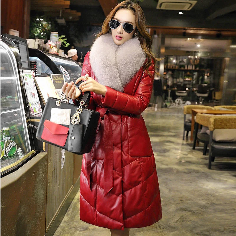 

Genuine Leather 2023 Jacket Women Autumn Winter Sheepskin Coat Female Down Jackets Fox Fur Collar Mujeres Abrigos Pph1791