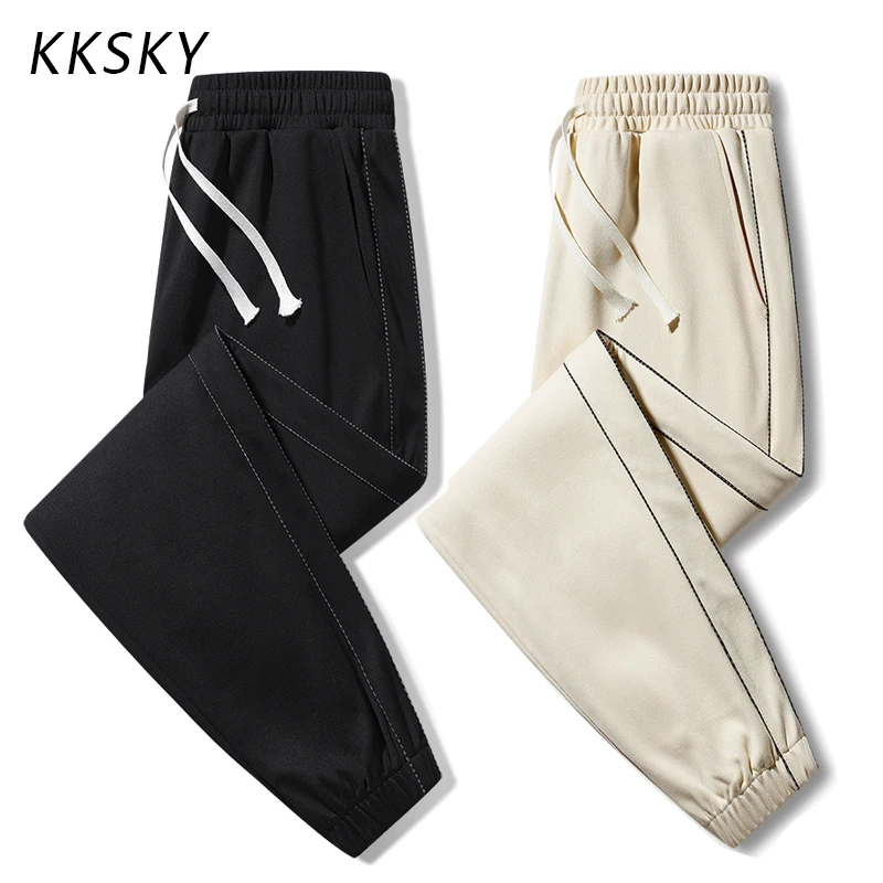 

KKSKY Men's Pants Clothing Fashion Polyester Male Pants Drawstring Streetwear Trousers for Men Casual Pants Overisze Sweatpants