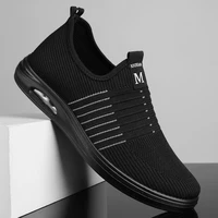 new light black casual mens running shoes high quality weave comfortable mens sneaker outdoor walking non slip mens shoes 44