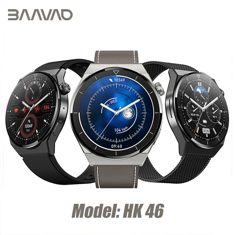 

Умные часы HK46, экран 1,36 дюйма, Bluetooth, звонки, браслет, мониторинг здоровья, голосовой помощник, часы, Беспроводная зарядка, умные часы