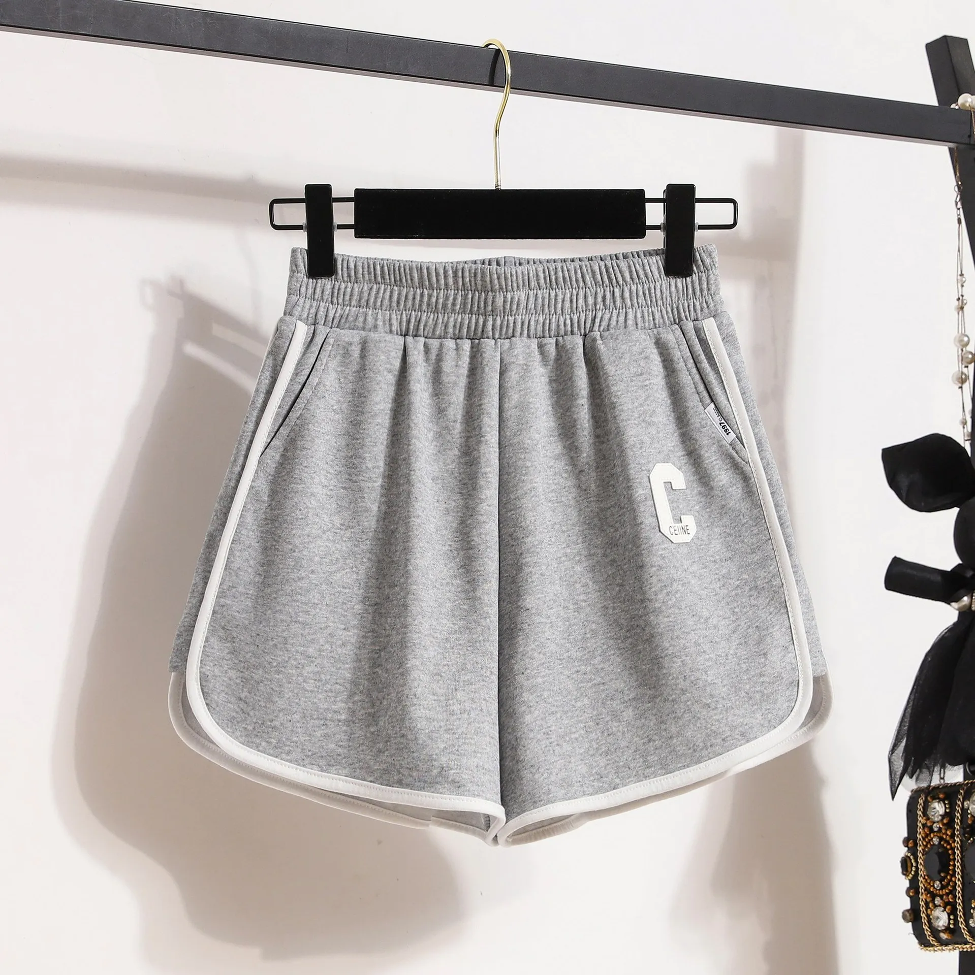 Summer Sport Shorts Women High Waisted Letter Patchwork Casual Sweatshorts Loose Fit Ladies Bottoms Street Fashion Style Shorts