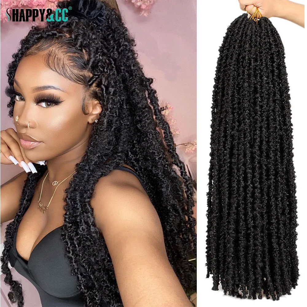 

Butterfly Locs Croceht Braids 18 Inch Distressed Locs Synthetic Pre Looped Goddess Faux Locs Braiding Hair Extensions for Women