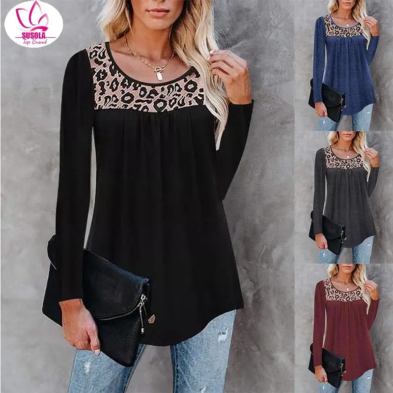 

SUSOLA 3xl Tops For Female Lady New Trend Ladies Clothing Blusas Womens Full Sleeve Tops Ruffle Loose Tunic Blouse T shirt
