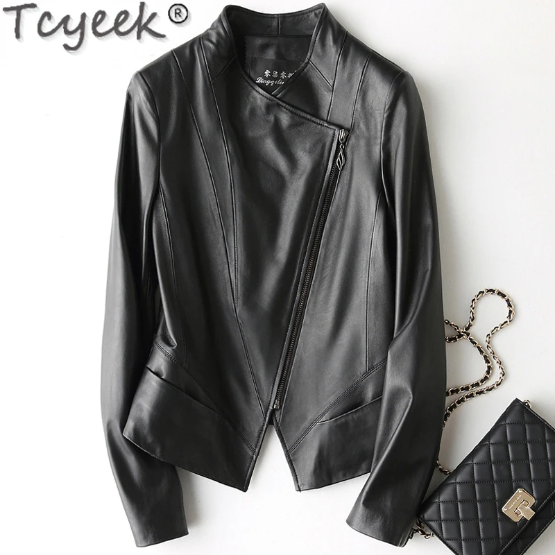 Tcyeek Genuine Leather Jacket Women Sheepskin Jacket Coat Women's Leather Jacket 2022 Spring Coats Motorcycle Slim Short Jackets