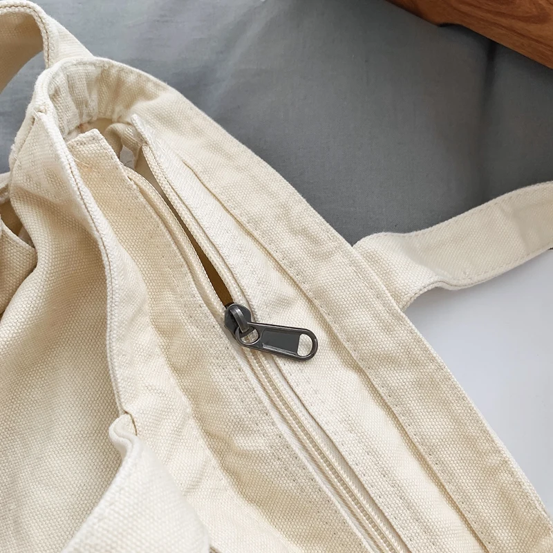 Large Capacity Tooling Canvas Shoulder Bags For Women 100% Cotton Fabric Packages Unisex Solid Color Handbags Japan Casual Bags