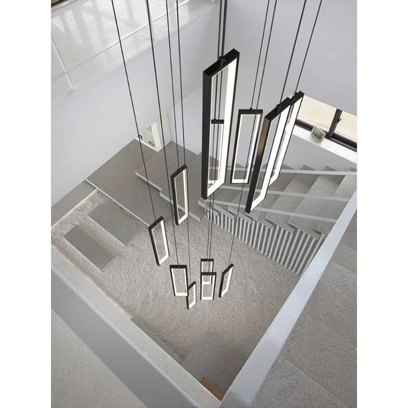 

Chandelier Led Art Pendant Lamp Light Room Decor Minimalist Staircase Modern Fixtures in Loft Apartments Square Hall Hanging bar
